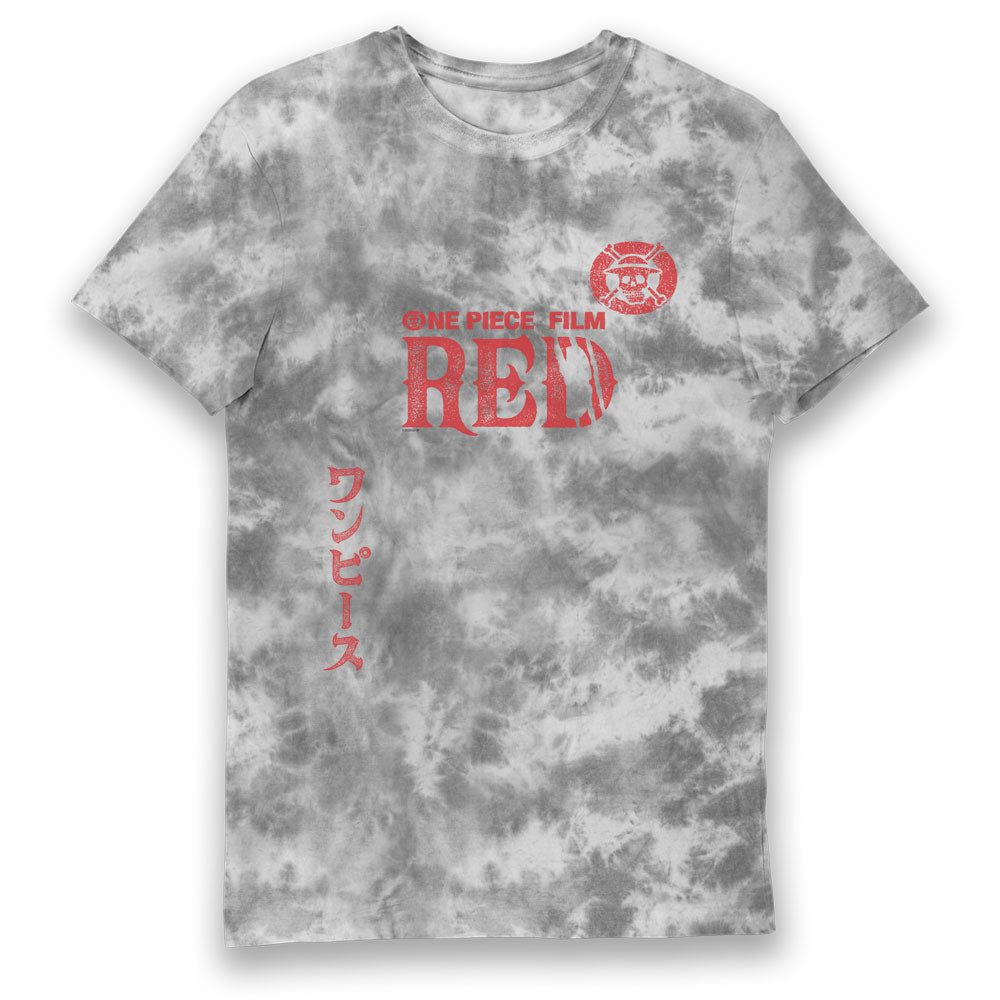 One Piece Red Grey Tie Dye Adults T-Shirt