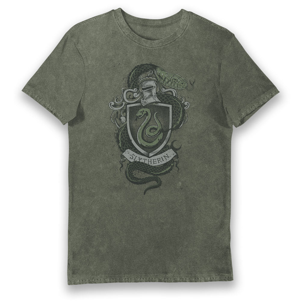 Harry Potter Slytherin House Crest Green Vintage Style Adults T-Shirt