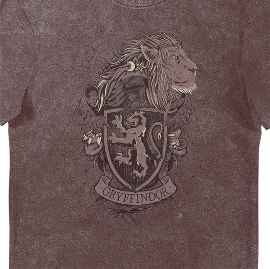 Harry Potter Gryffindor House Crest Red Vintage Style Adults T-Shirt
